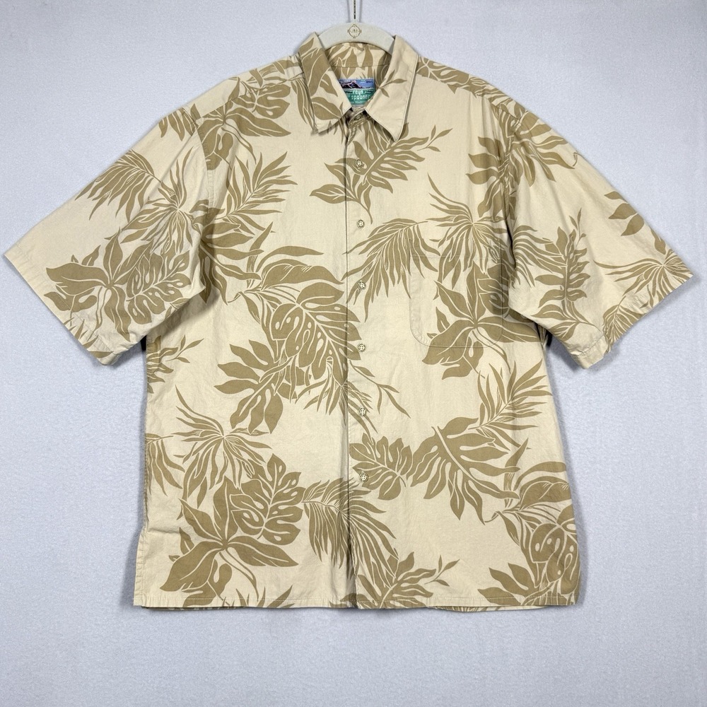 Vintage Reyn Spooner Shirt Mens‎ Large Hawaiian Button Tropical Leaf Print Retro